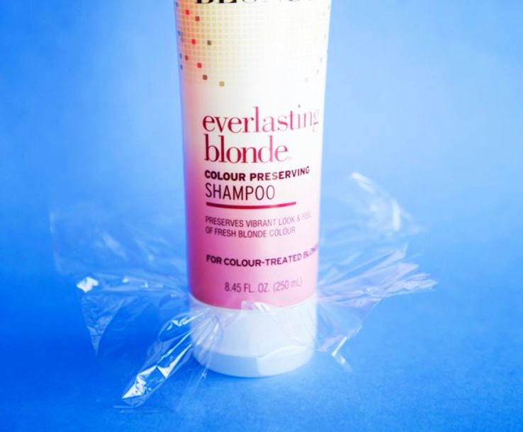To prevent bottles from leaking, place plastic wrap over the container and then seal it with the cap.